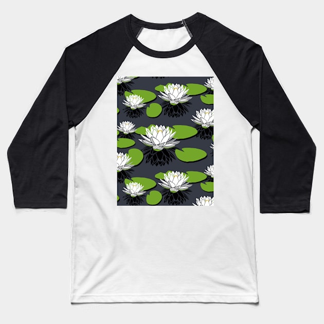 lotus flower pattern Baseball T-Shirt by Quick Brown Fox Canada 